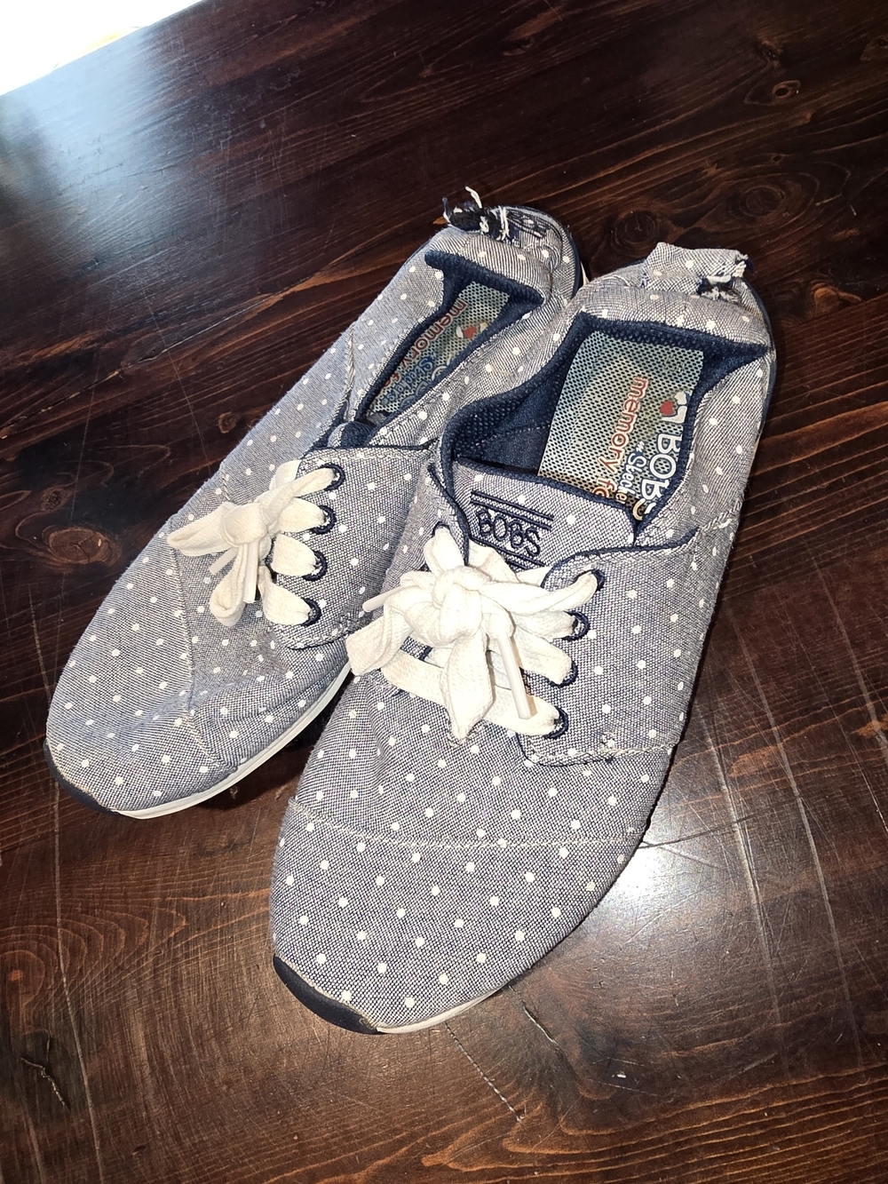 BOBS from Skechers Beach Bingo Polka Dot Sneakers | Blue Chambray | Women's Size